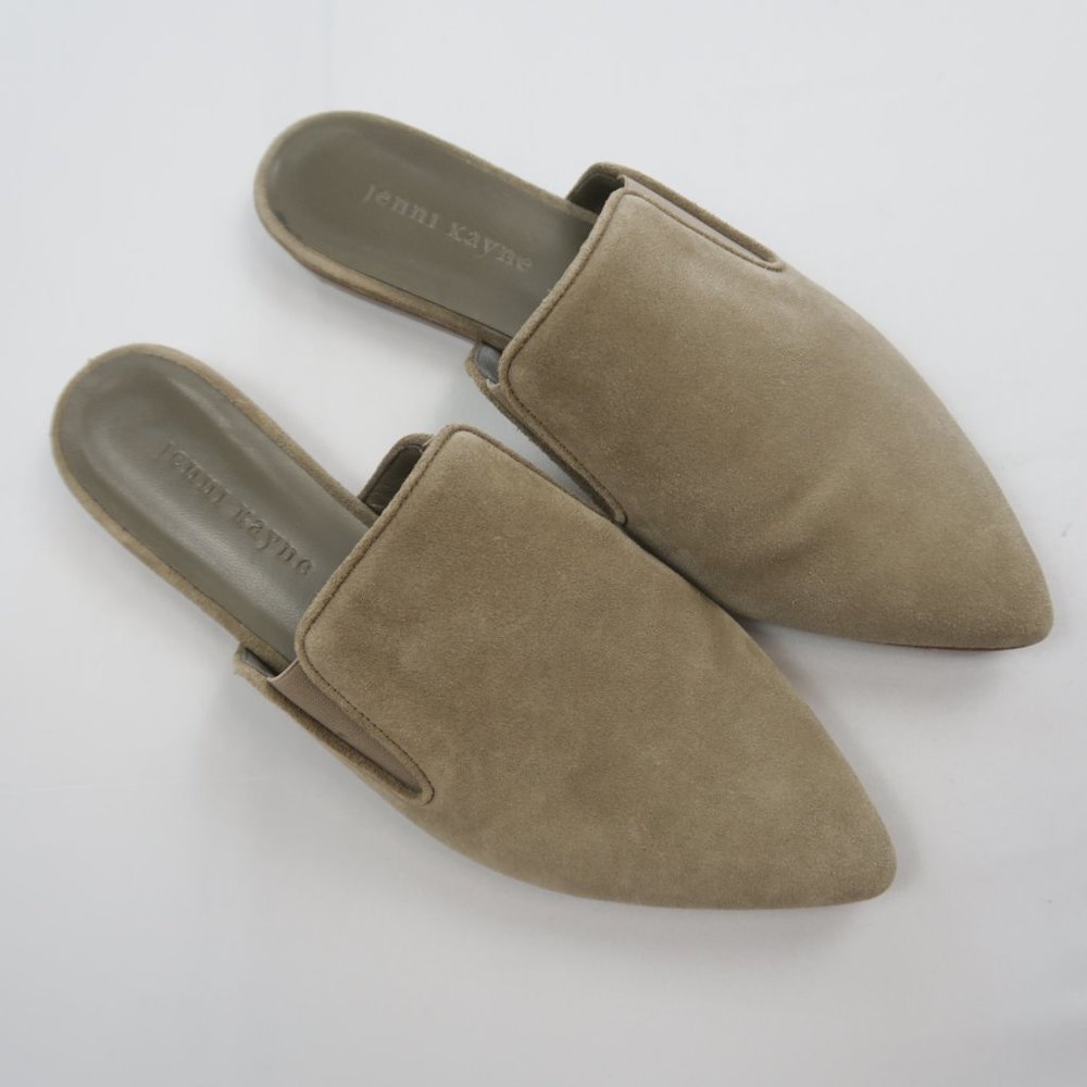 Jenni Kayne Taupe Suede Pointed Toe Backless Mules